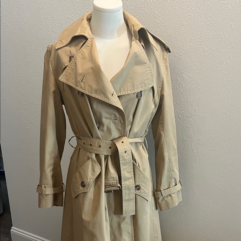 Vintage Tan Trench Coat Elliott Bass Size 14 with Removable Zip-In Liner